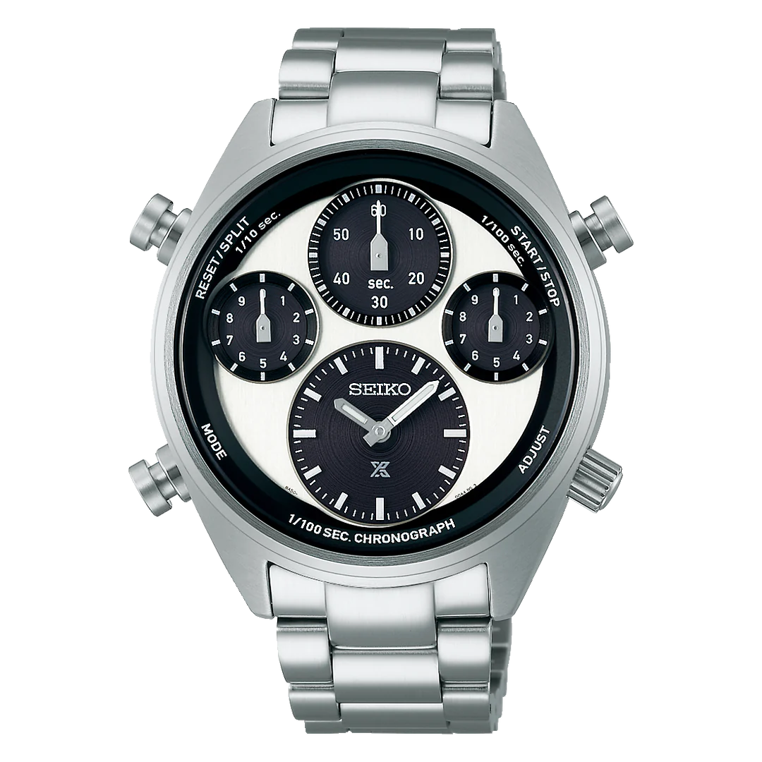 SEIKO PROSPEX SOLAR SPEEDTIMER 'PANDA' ONE HUNDREDTH CHRONOGRAPH SFJ001 SFJ001P1