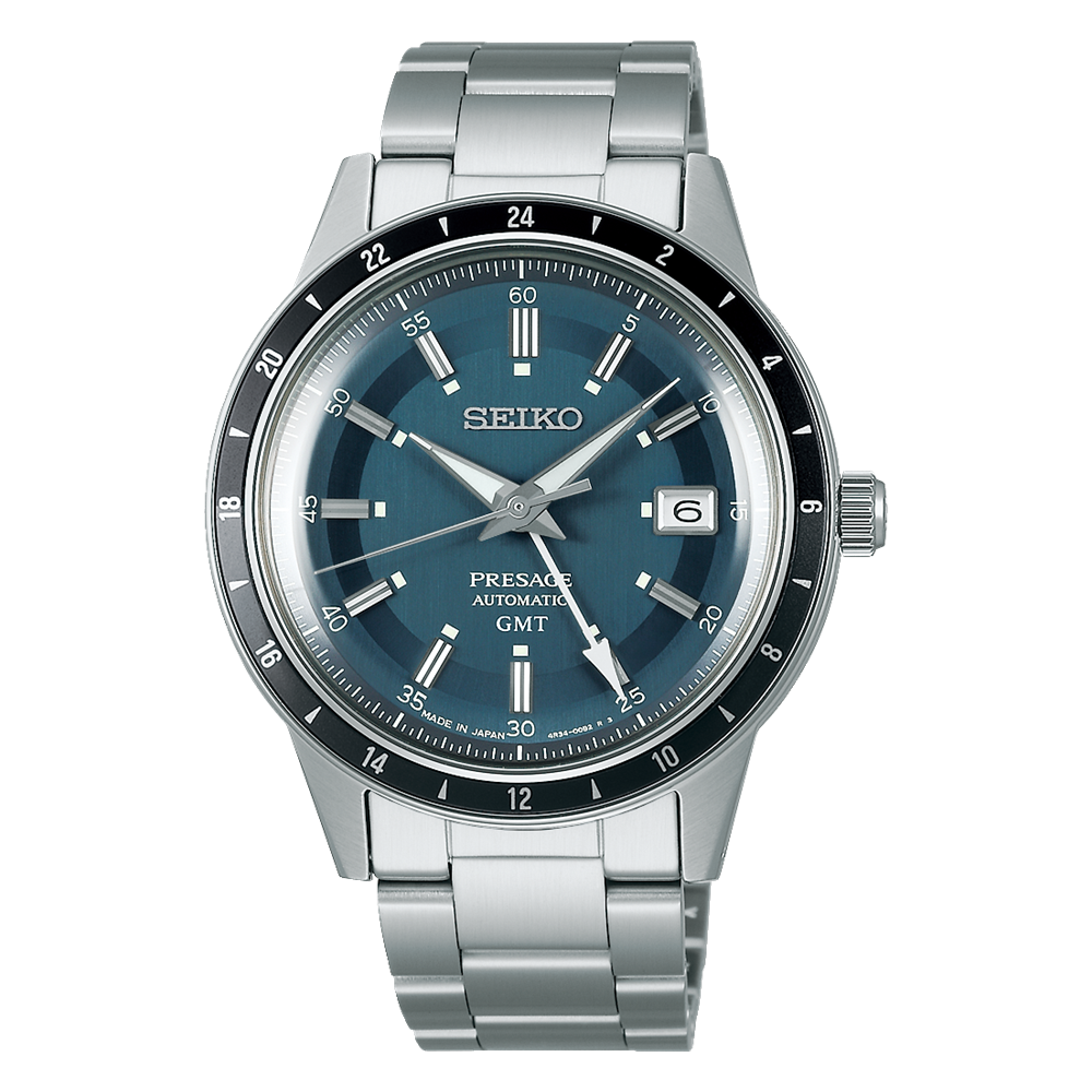 SEIKO PRESAGE AUTOMATIC STYLE 60'S 'PETROL BLUE' ROAD TRIP GMT SSK009 SSK009J1