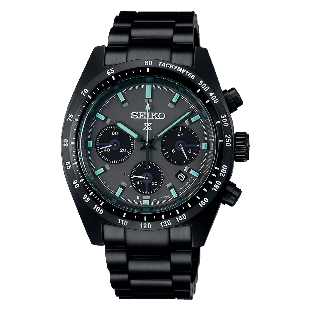 SEIKO PROSPEX SOLAR BLACK SERIES NIGHT SPEEDTIMER CHRONOGRAPH SSC917 SSC917P1