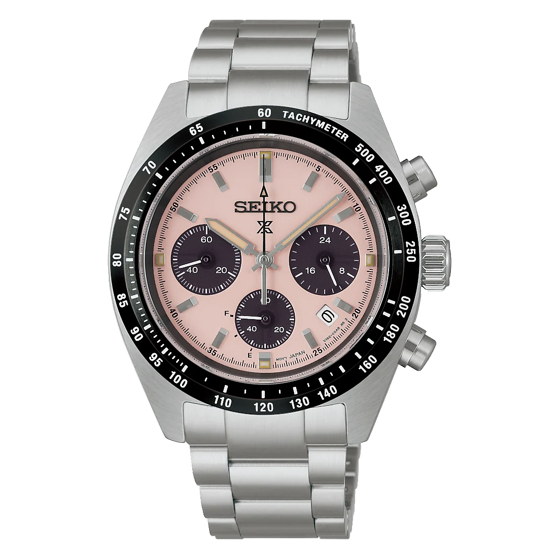 SEIKO PROSPEX SOLAR SPEEDTIMER  'YOUNGTIMER' IN PALE PINK CHRONOGRAPH SSC963 SSC963P1