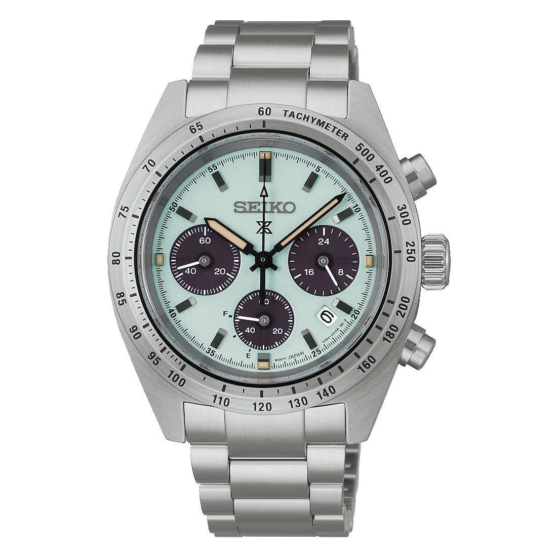 SEIKO PROSPEX SOLAR SPEEDTIMER  'YOUNGTIMER' IN MINT GREEN CHRONOGRAPH SSC965 SSC965P1